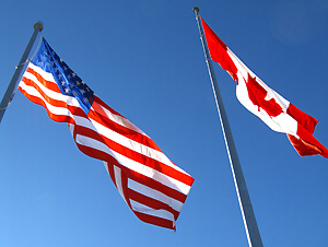 US and Canada Flags US and Canada Flags